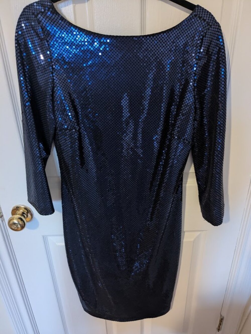 Sequin Navy Long Sleeve Dress Sz 10 EUC